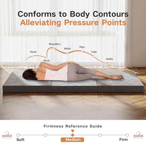 Tri-Fold Memory Foam Twin Mattress with Washable Covers & Reversible Design