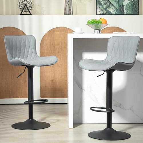 Finnhomy Modern Swivel Bar Stools, 24-32.5" Seat Height, Grey
