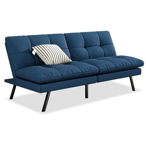 MUUEGM 68" Convertible Sofa Bed – Black Adjustable Futon with Folding Design