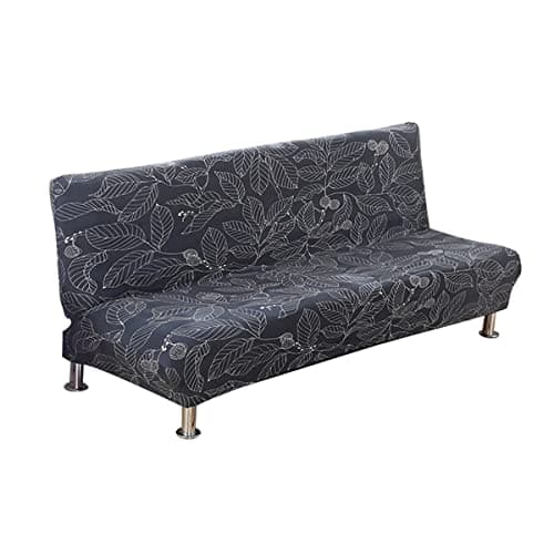 Armless Futon Slipcovers Stretch Sofa Bed Cover with Printed Design
