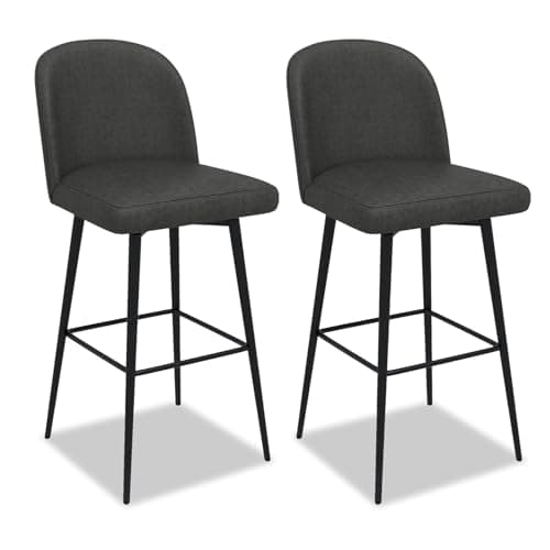 360° Swivel Counter Barstools with Thicken Cushion Back, Set of 2, Black