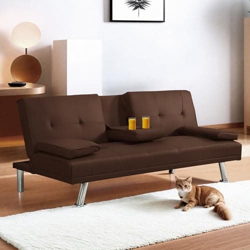FLEXISPOT XCT3 Futon Sofa Bed with USB Charging, Adjustable Backrest, Folding Loveseat
