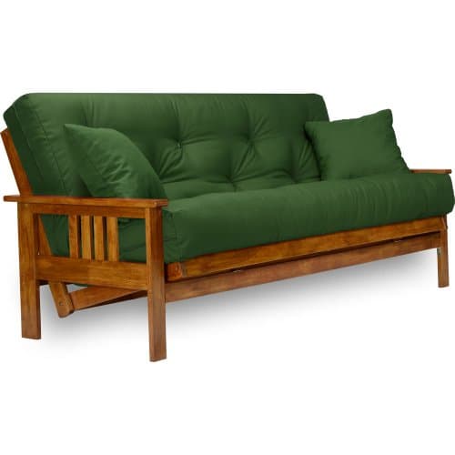 Nirvana Futons Stanford Full Size Futon Set - Heavy Duty Wood, Thick Mattress, Navy Blue