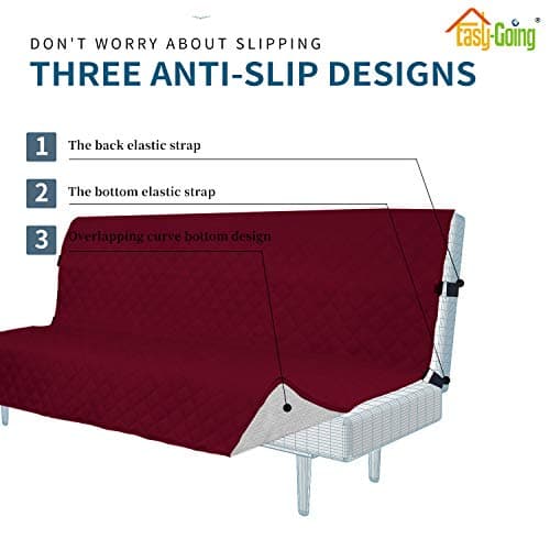 Wine Futon Sofa Slipcover Waterproof No-Stitching Pets Kids Dog Cat Protector