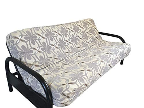OctoRose Full Size Chenille Ivory Navy Futon Cover (Chenille-Beige-Circle)