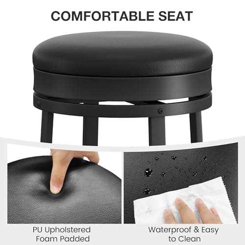 IDEALHOUSE Black Swivel Bar Stools Set of 2 with Footrest