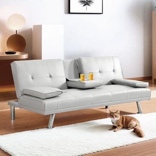 FLEXISPOT XCT3 Futon Sofa Bed with USB Charging, Adjustable Backrest, Folding Loveseat
