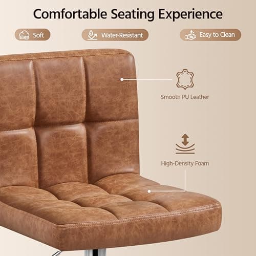 Yaheetech Retro Brown PU Leather Swivel Bar Stools Set of 2