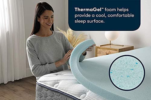 Serta ThermaGel Cooling Memory Foam Mattress Topper, 2 Inch Queen Blue