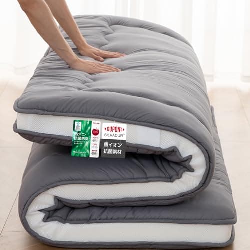 4" Foldable Japanese Shiki Futon Mattress, Grey, 39 x 80 for Camping