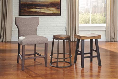 Signature Design by Ashley Glosco Two-Tone Brown Saddle Barstool, Set of 2, 25.5" Counter Height