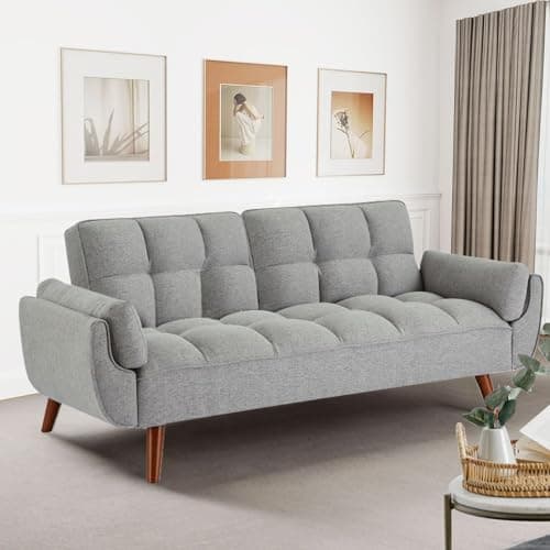 Fangflower Velvet Futon Sofa Bed with Adjustable Backrest