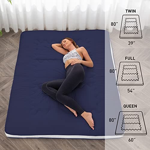 Extra Thick Japanese Foldable Futon Mattress for Guests and Travel