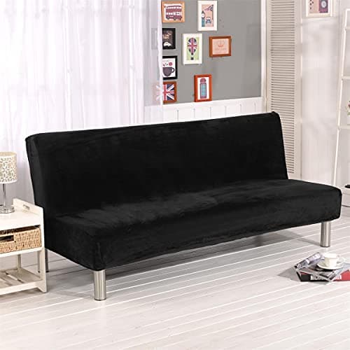 Camel Thick Plush Futon Cover for Stretch Armless Sofa Bed
