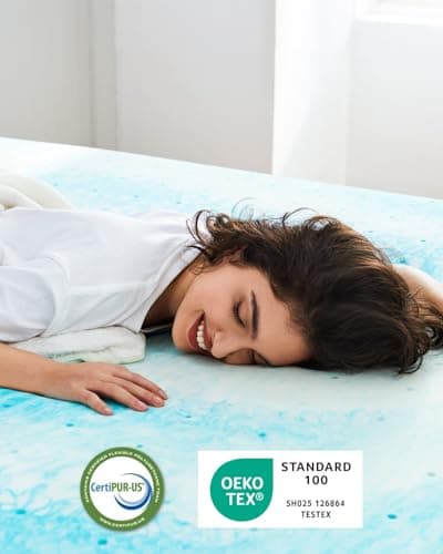 PERLECARE Cooling Gel Memory Foam Mattress Topper for Pressure Relief Back Pain
