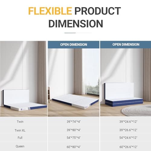 Avenco Queen Size Foldable Memory Foam Mattress, Portable & Durable for Camping & Travel