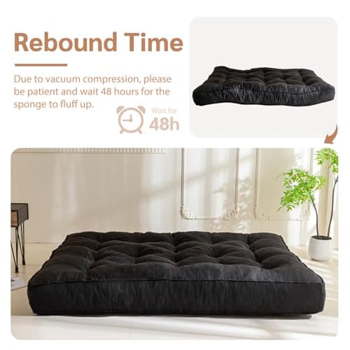 YOSHOOT Full Size 8 Inch Thick Futon Mattress, Black, 54"x75", Medium Firm