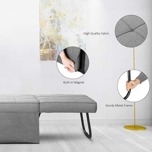 Ainfox 4-in-1 Convertible Sofa Bed with Adjustable Backrest (Light Grey)