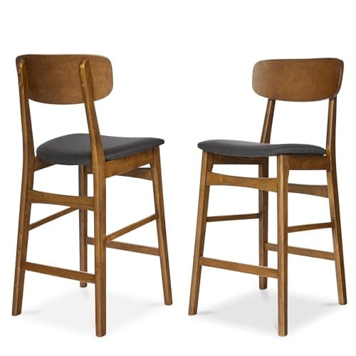 Best Choice Products Walnut/Cream Armless Counter Height Stool Set