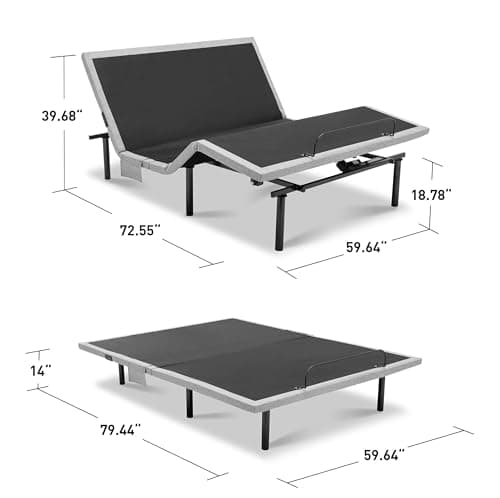 Adjustable Queen Bed Frame with Massage and Zero Gravity - Wireless Remote, USB Ports, Underbed Lighting - Easy Assembly