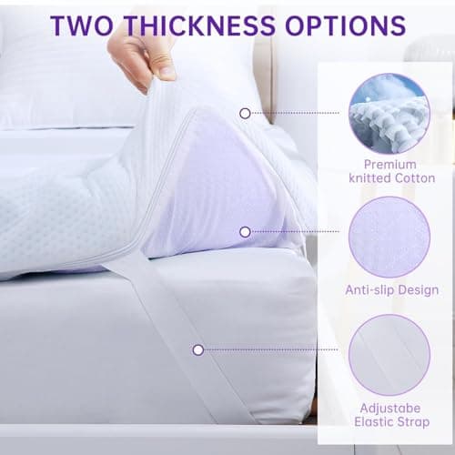MUXHOMO 7-Zone Egg Crate Foam Mattress Topper, King Size, Back Pain Relief, Lavender Cooling Gel