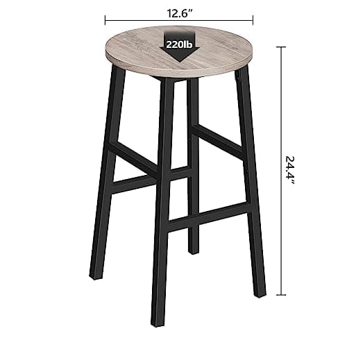 Industrial Greige Bar Stools - Set of 2 with Footrest - Easy Assembly