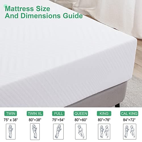 6 Inch Memory Foam Mattress Twin Size Cooling Gel Green Tea Infused Mattress for Back Pain Relief