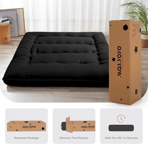 MAXYOYO Black Foldable Tatami Mattress for Adults, Twin Size, Thick Japanese Style
