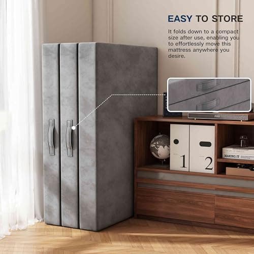 Tri-Fold Memory Foam Twin Mattress with Washable Covers & Reversible Design