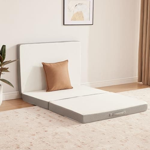 Kingfun 4 Inch Tri-Fold Gel Memory Foam Mattress, Queen Size, Gray