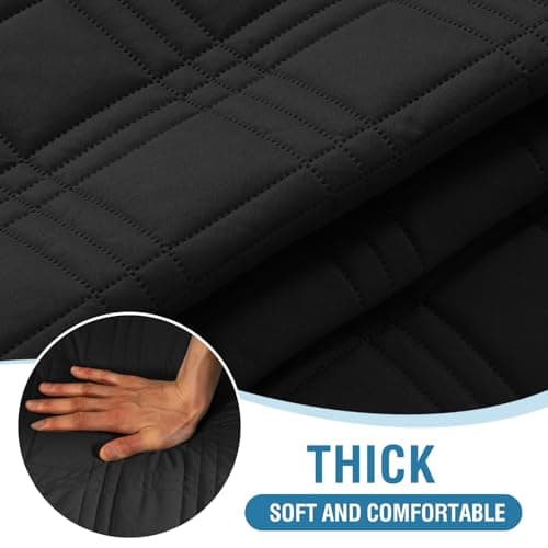 H.VERSAILTEX Waterproof Futon Slipcover Armless Black/Beige Pet Proof with Elastic Strap