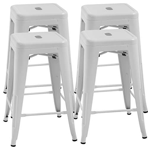 FDW Black Counter Height Metal Bar Stool Set of 4 (30")