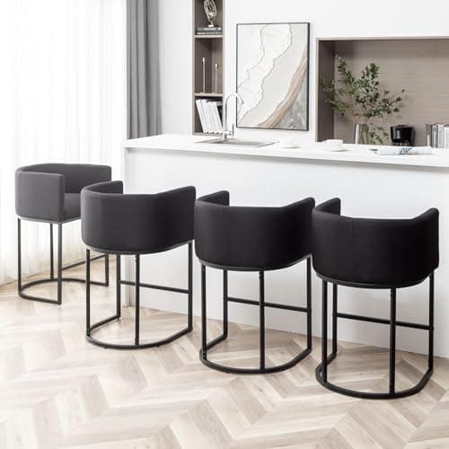 Modern Black Counter HeightBar Stool Set of 2