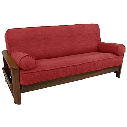 Steel Grey Solid Microsuede Futon Cover Set with Bolsters (Full, 3pcs)