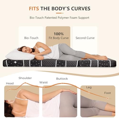 Sweetnight Tri-fold 4 Inch Dual-layer Foam Mattress | Removable 500G Fine Fiber Cover | Camping, RV & Home