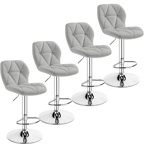 Yaheetech Adjustable PU Leather Bar Stools Set of 4, White