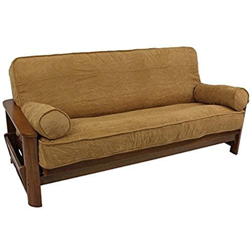 Steel Grey Solid Microsuede Futon Cover Set with Bolsters (Full, 3pcs)