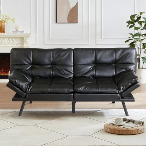 Memory Foam Futon Sofa Bed - Modern Convertible Sleeper Couch for Compact Living Spaces
