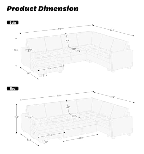 Belffin Beige Modular Sectional Sleeper Sofa with Storage Ottomans