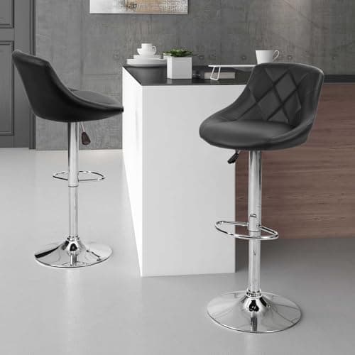 PayLessHere Modern PU Leather Bar Stools, Height Adjustable, Black