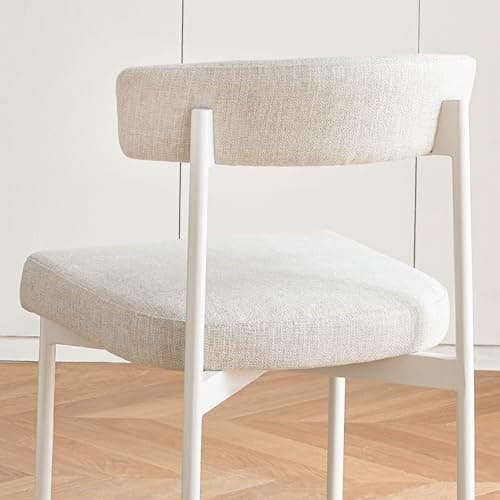 Beige Curved Back Bar Stools Set of 2, 24 Inch Counter Height