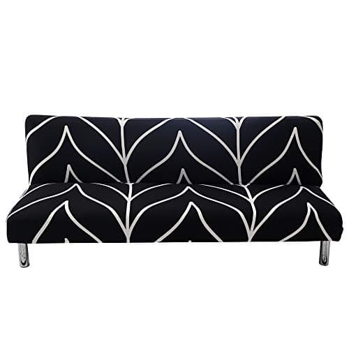 Armless Futon Slipcover Stretch Elastic Couch Furniture Protector (Orange Grey)