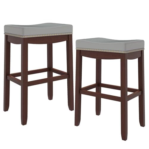 MU Counter Height Barstools, Set of 2 - White Saddle Bar Stools