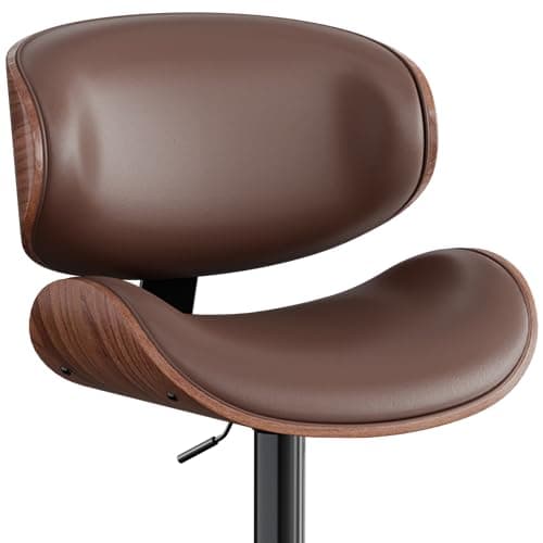 Mid-Century Modern Black Bar Stool Set of 4 with Back