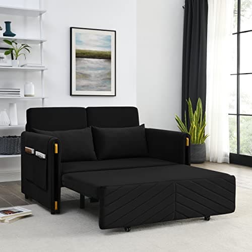 Oversized 3-in-1 Queen Size Velvet Sleeper Sofa Bed Lounge