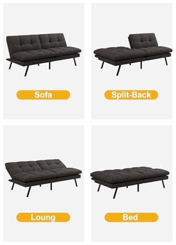 MUUEGM 68" Futon Sofa Bed for Small Spaces Livingroom Apartment Office<sep>MUUEGM 68" Adjustable Backrest Futon Couch for Small Spaces Livingroom Apartment Office<sep>MUUEGM 68" Foldable Design Futon Sofa Bed for Small Spaces Livingroom Apartment Off