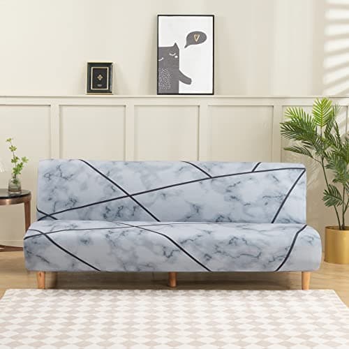 LiveGo Elastic Bottom Futon Slipcover for Stretch Folding Sofa Bed, Printed Couch Cover Protection
