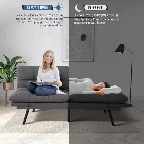 Memory Foam Futon Sofa Bed for Compact Living Spaces