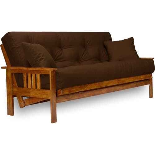 Nirvana Futons Stanford Full Size Futon Set - Heavy Duty Wood, Thick Mattress, Navy Blue