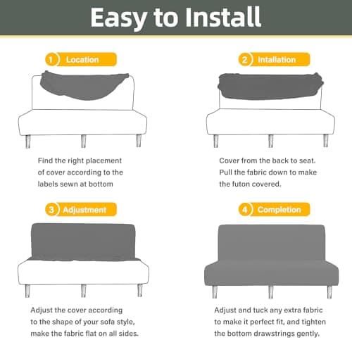 CZL Waterproof Futon Covers, Leakproof Sofa Bed Protector, Stretch Jacquard Slipcover for Kids and Pets